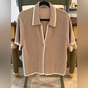 Abercrombie & Fitch Beige Short Sleeve Cardigan